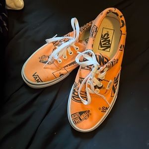 Orange Vans log print 7.5woman’s or 6 men’s new soles
